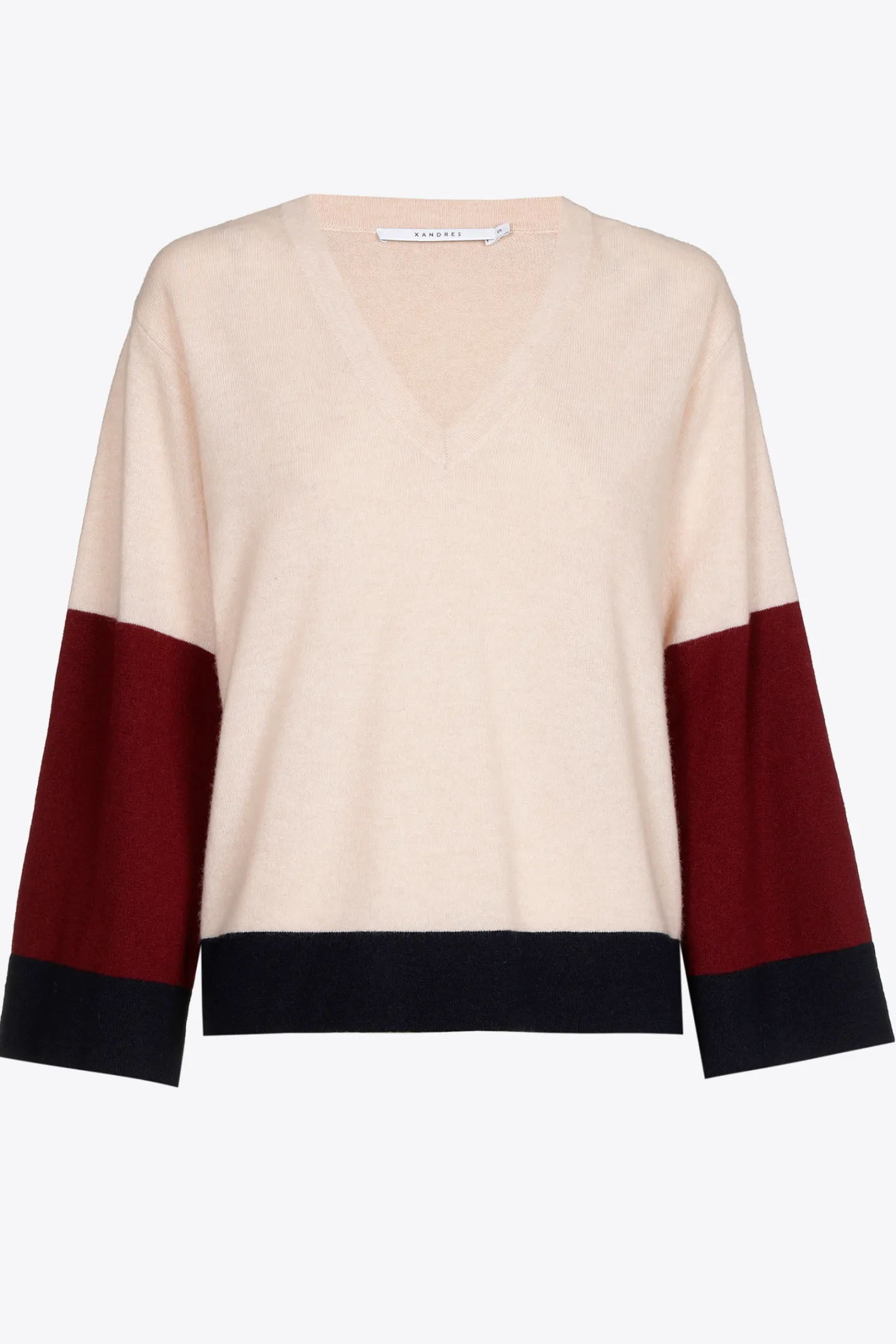 Clearance Colorblock pull met V-hals DAMES Xandres Plus | Truien & Cardigans