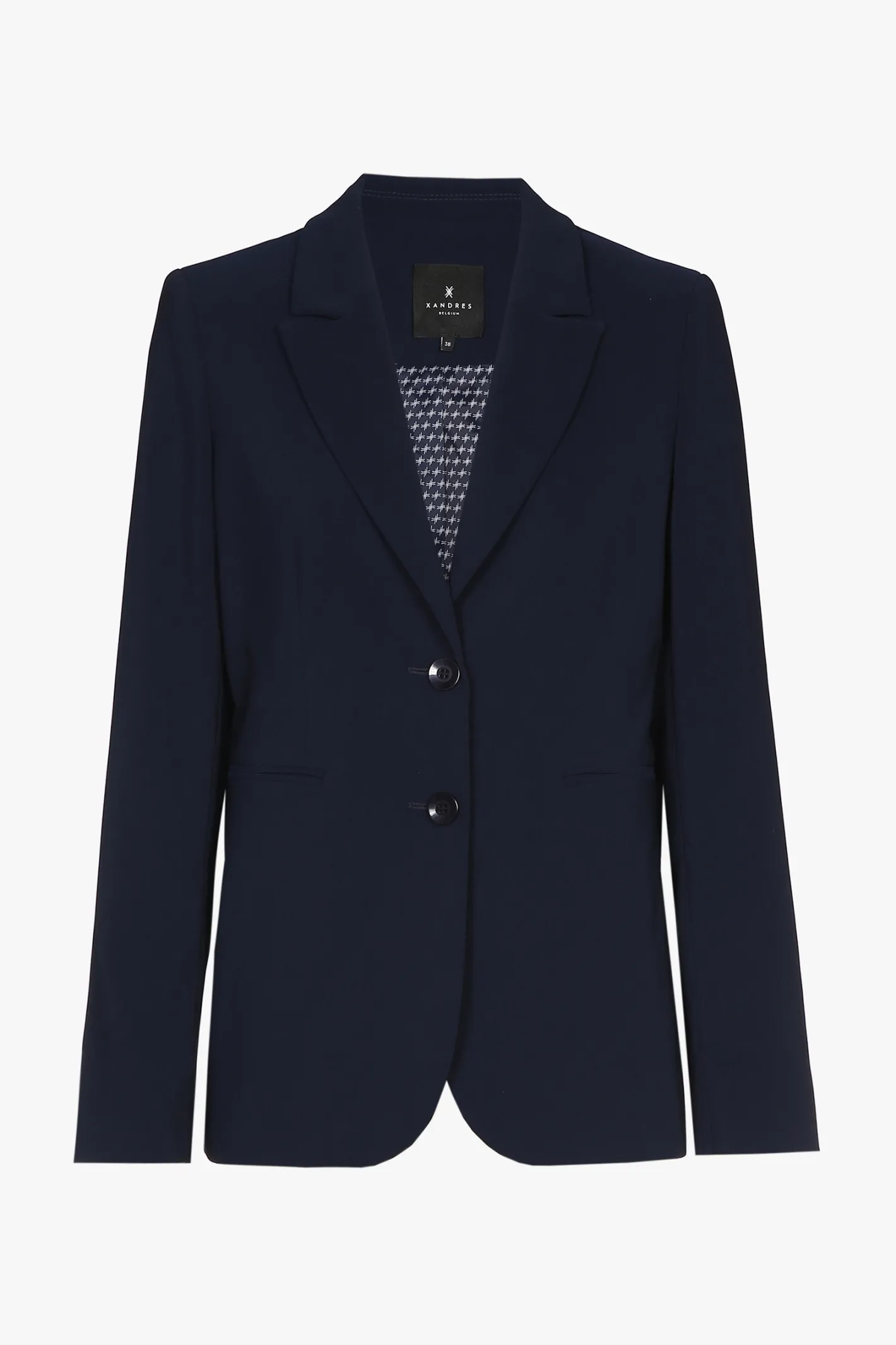 Outlet Donkerblauwe getailleerde, kreukvrije blazer DAMES Xandres Plus | Blazers & Jackets