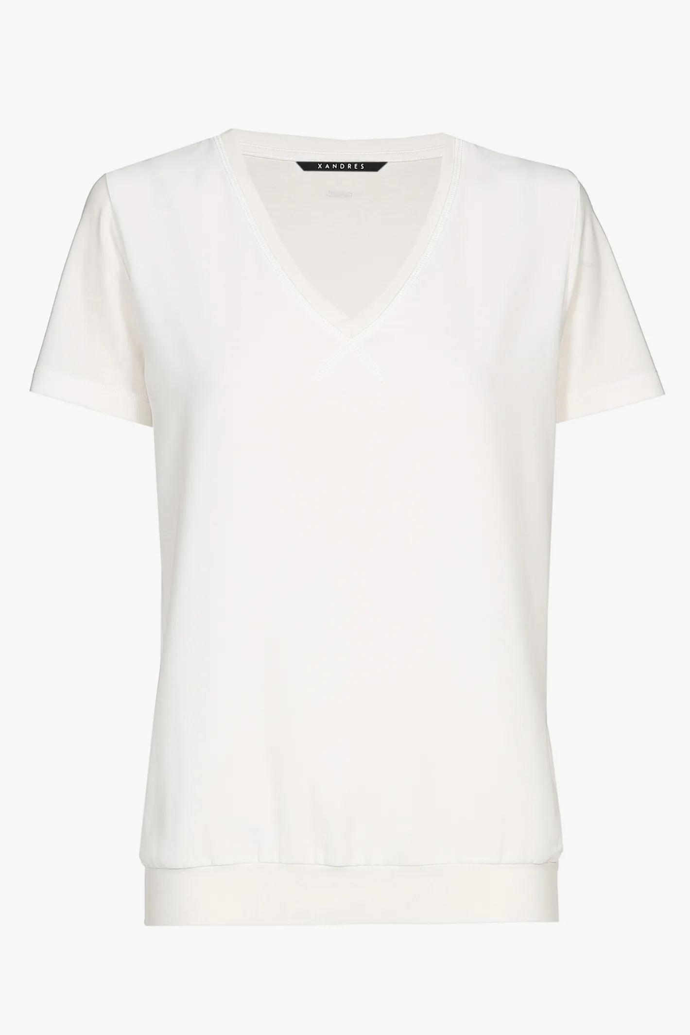 Outlet Ecru T-shirt met V-hals DAMES Xandres Plus | Essentials