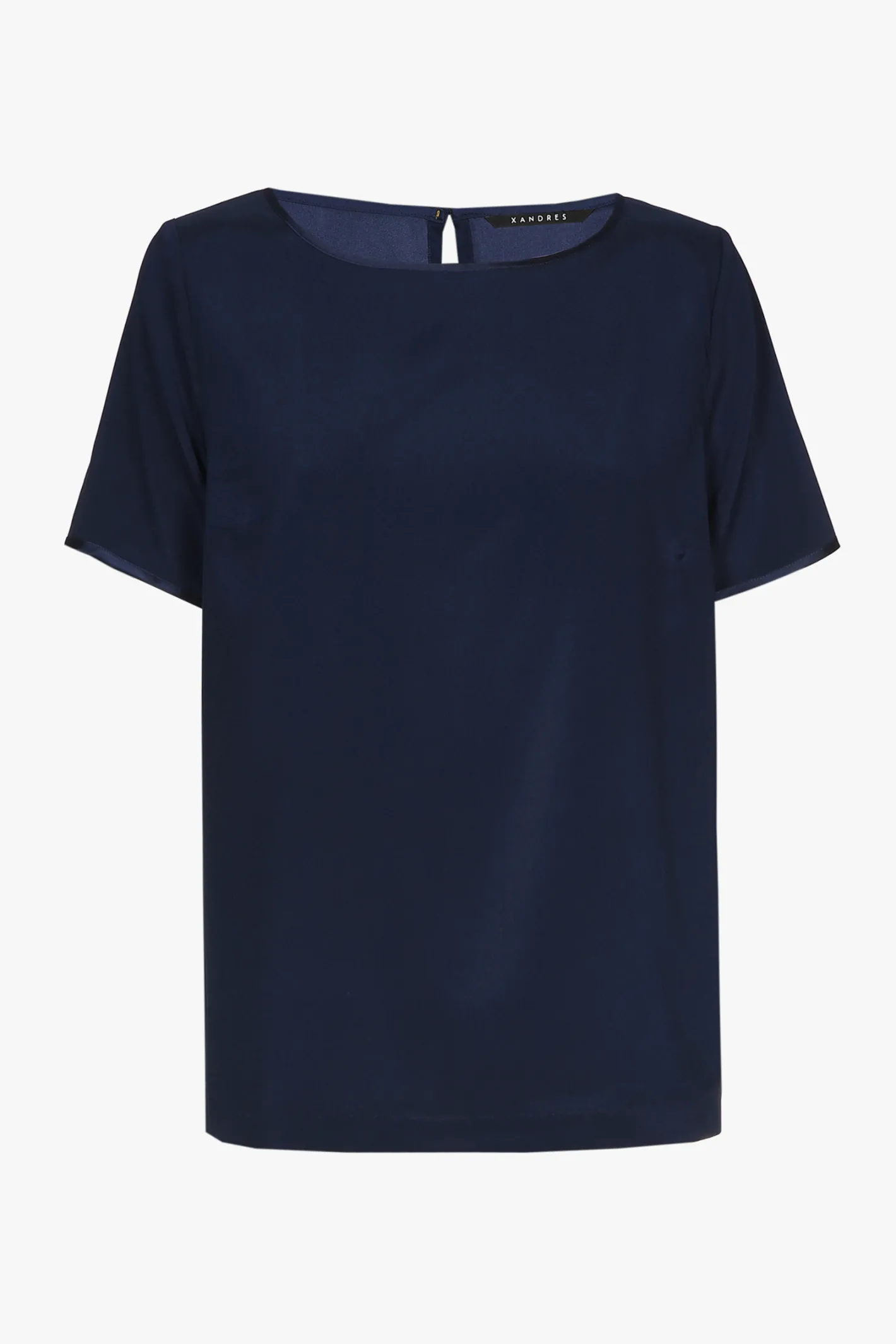 Online blauw zijden T-shirt met korte mouwen DAMES Essentials | Blouses