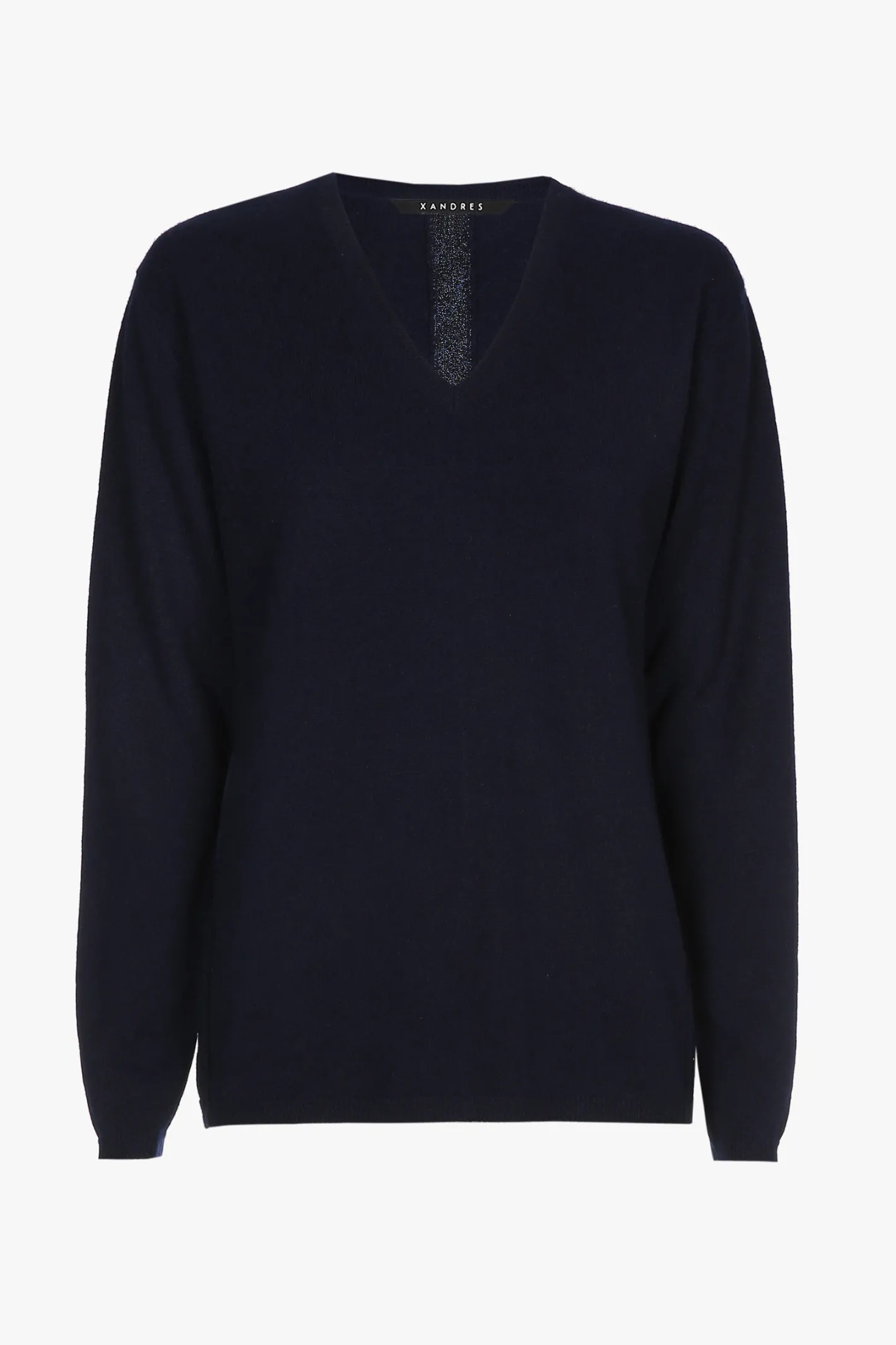 Flash Sale blauwe cashmere trui met V-hals DAMES Xandres Plus | Essentials