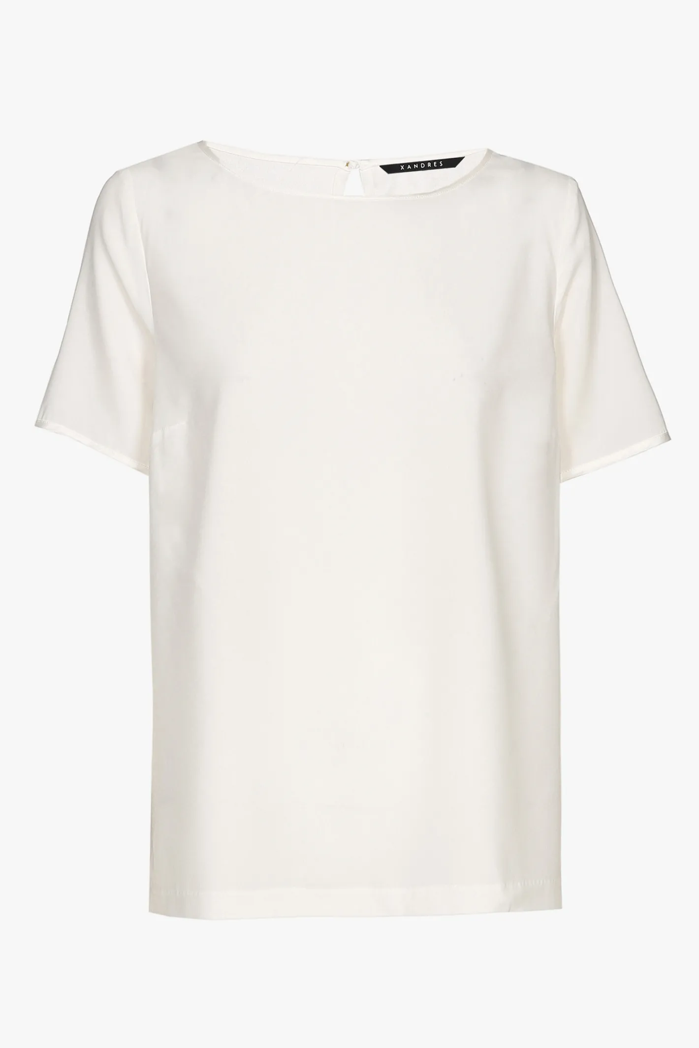 Online Wit zijden T-shirt met korte mouwen DAMES Essentials | Blouses